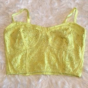 Yellow lace crop top